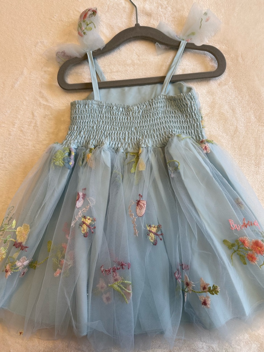 Baby Blue Floral Tulle Baby doll Party Dress for Baby Girl - Fairy whimiscial - Picture 4 of 4